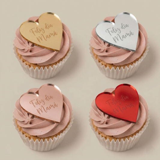 Mini cake topper Feliz día mamá corazón