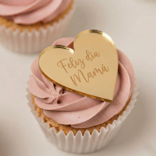 Mini cake topper Feliz día mamá corazón