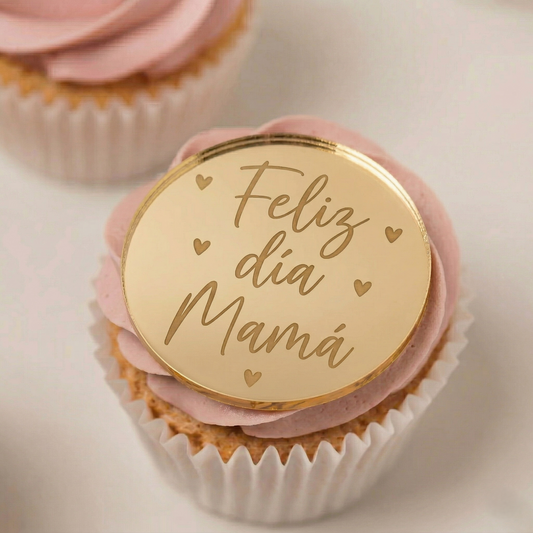 Mini cake topper Feliz día mamá circular
