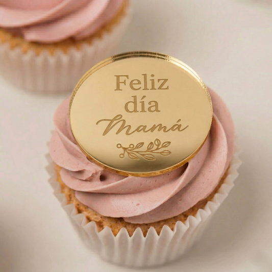 Mini cake topper Feliz día mamá circular